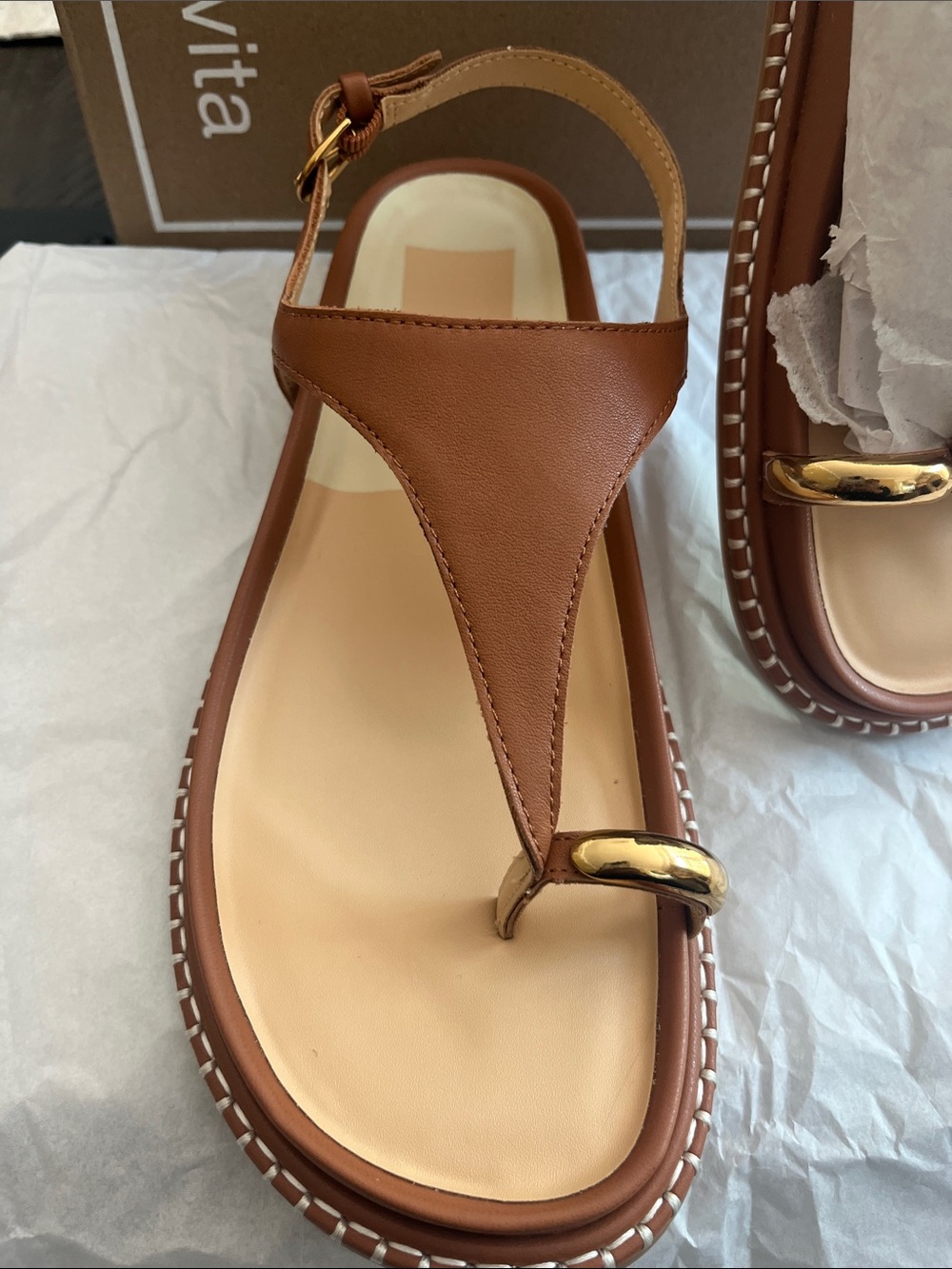 Dolce Vita Brown Saddle Leather Stefan Sandal - Picture 3 of 9